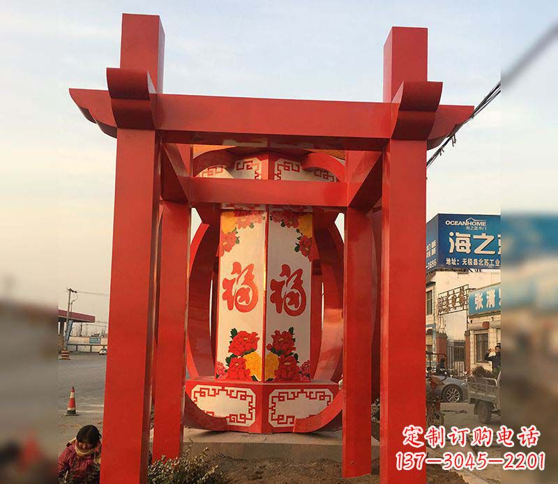 龙岩不锈钢灯笼雕塑——点亮中国梦