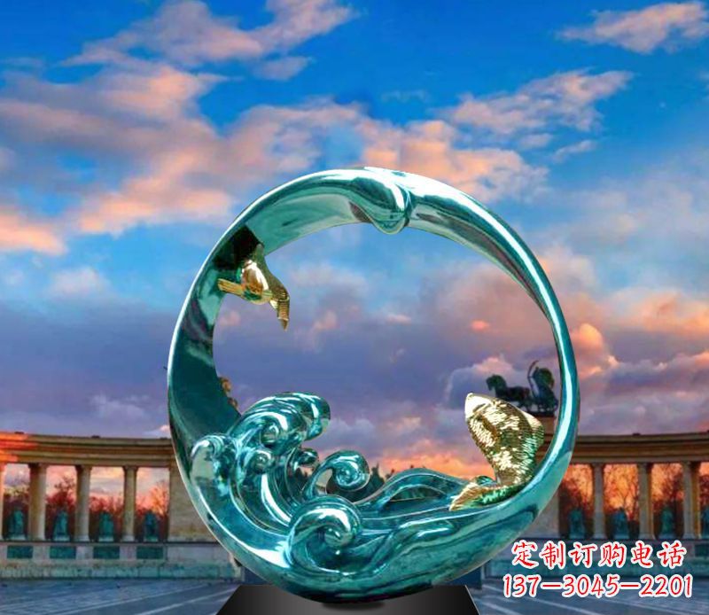 龙岩城市之环不锈钢彩银雕塑