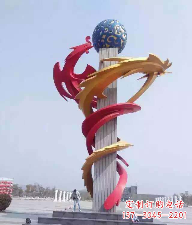 龙岩青铜龙柱景观雕塑城市的精神象征