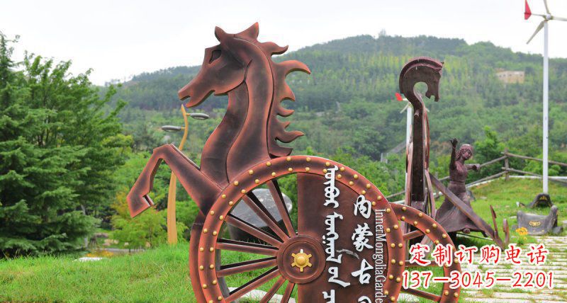 龙岩传承历史魅力，不锈钢马车雕塑悠然屹立