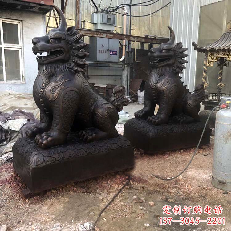 龙岩精美纯铜獬豸雕塑中国古代神兽雕刻之美