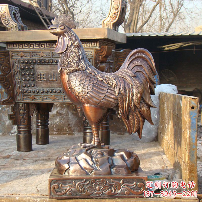 龙岩纯铜铸造生肖鸡雕塑摆件