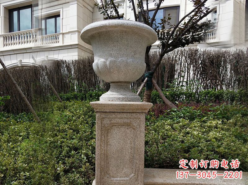龙岩大理石花钵小区花盆石雕艺术品