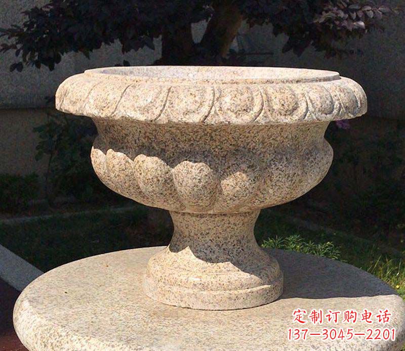 龙岩大理石花钵公园花盆石雕