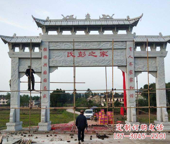 龙岩大理石牌坊雕塑,精致美观,传承古风