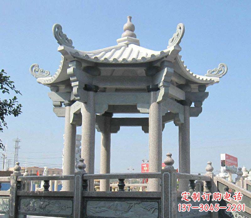 龙岩大理石六角凉亭石雕,为您的家园带来浪漫情怀