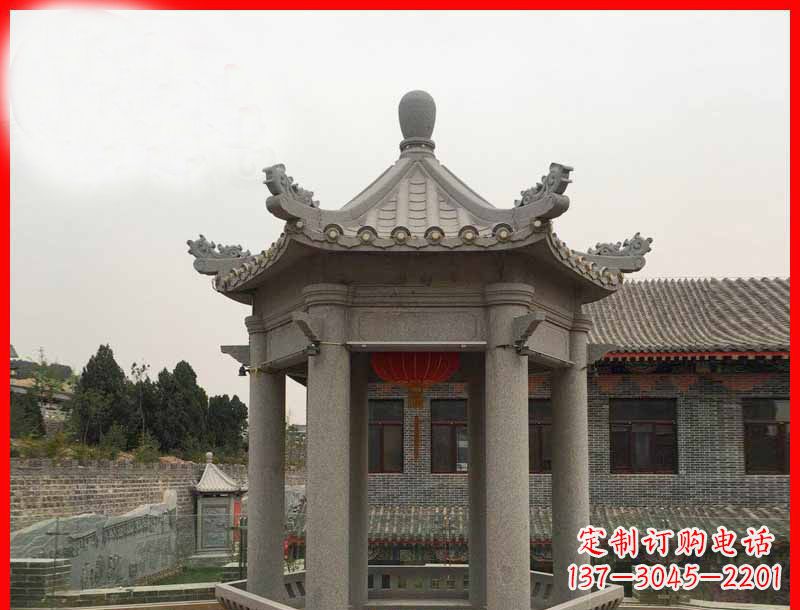 龙岩大理石六角凉亭石雕