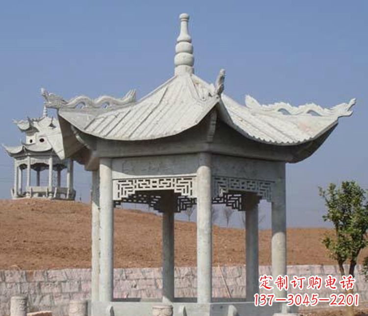 龙岩精美大理石六角凉亭石雕