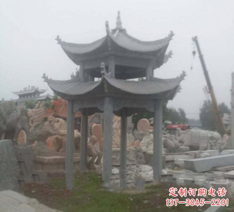 龙岩大理石六角凉亭石雕,精美绝伦