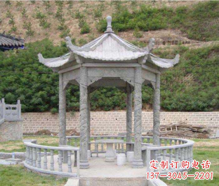 龙岩大理石六角石雕凉亭