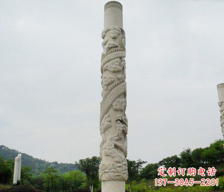 龙岩大理石盘龙柱雕塑