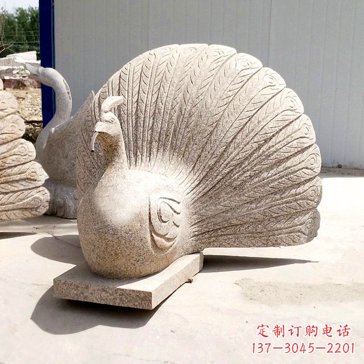 龙岩大理石喷水孔雀雕塑