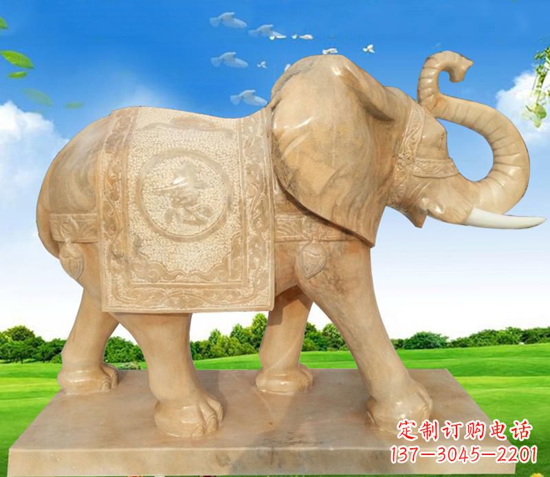 龙岩大理石喷水大象雕塑