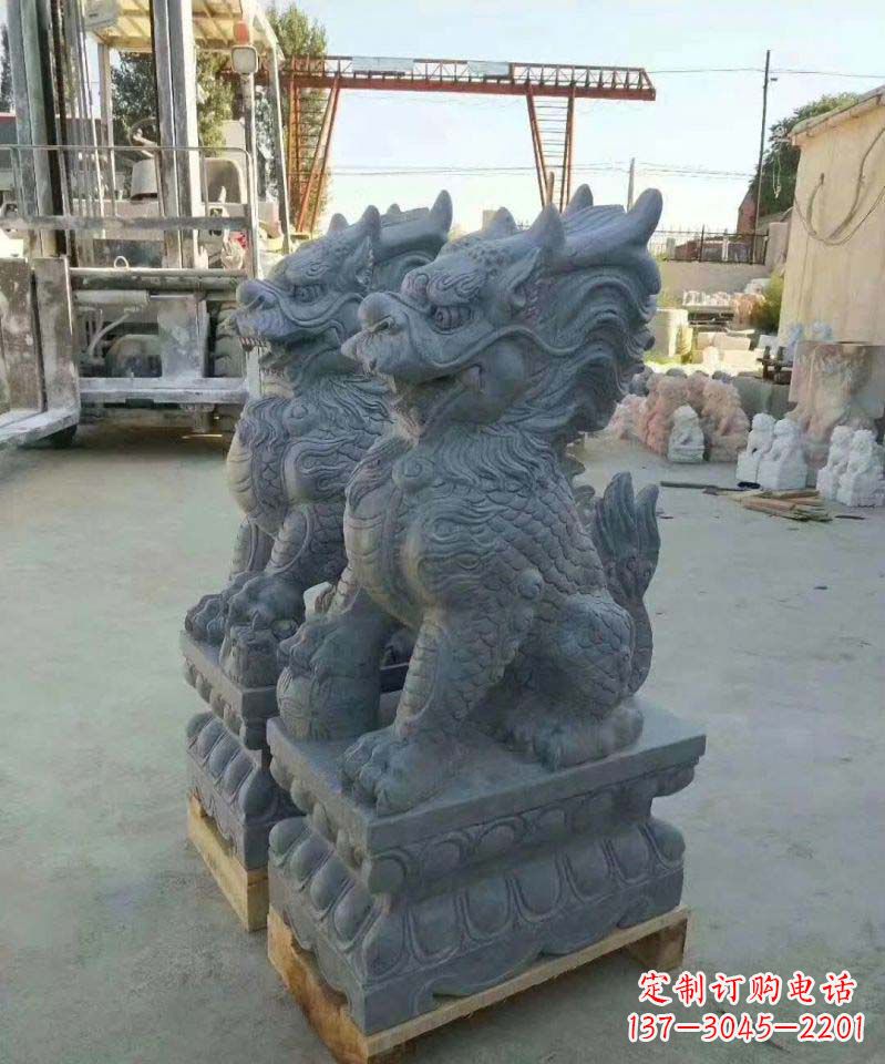 龙岩精美大理石麒麟雕塑