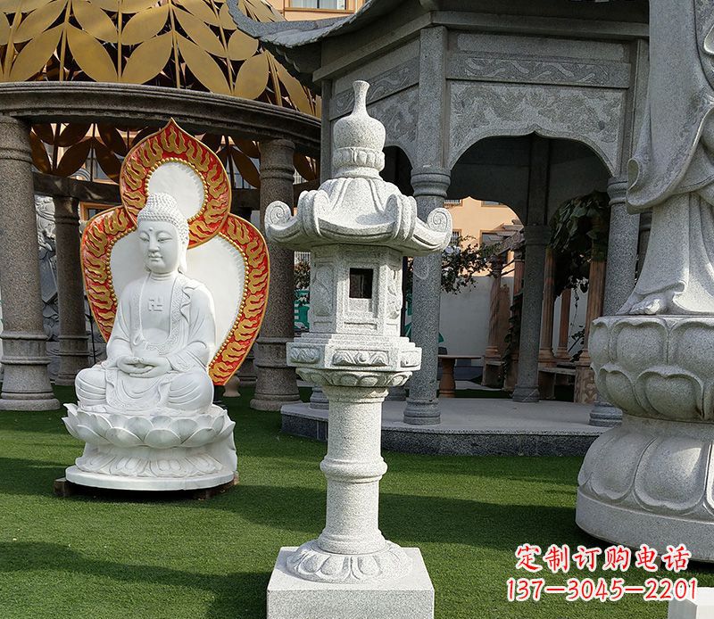 龙岩独特的大理石石灯笼寺庙石雕