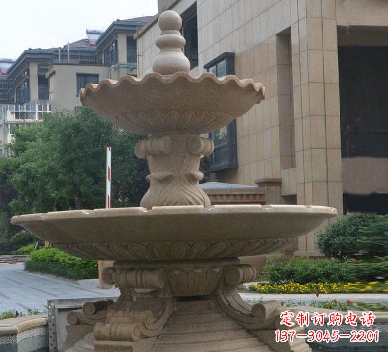 龙岩简约双层大理石喷泉雕塑