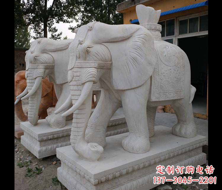 龙岩大理石大象雕塑,招财进宝