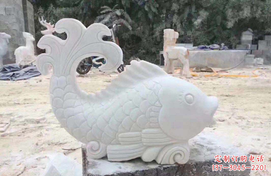 龙岩大理石鱼喷泉雕塑装置