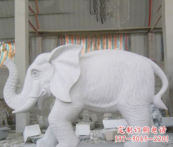 龙岩象征财富的大理石招财大象雕塑