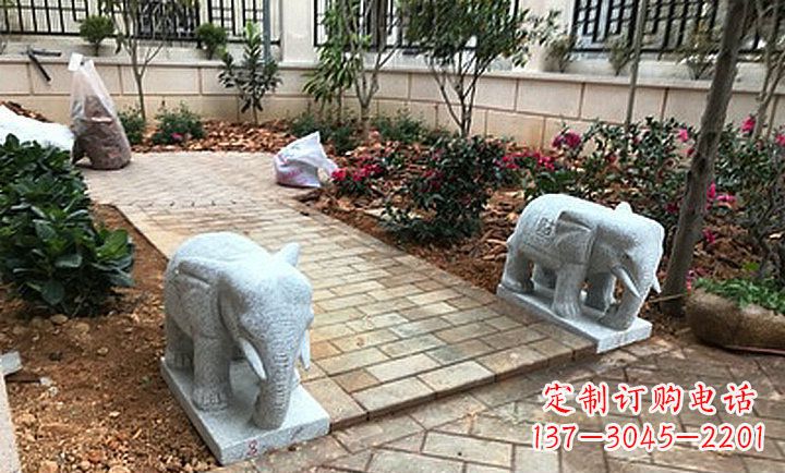 龙岩大理石招财进宝小象小区动物石雕