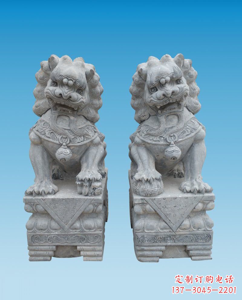龙岩精致雕刻的大理石狮子雕塑