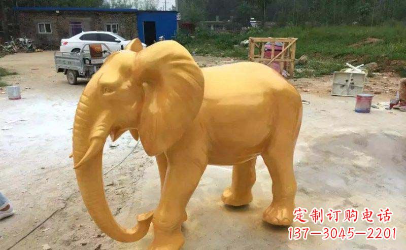 龙岩大象玻璃钢仿铜动物雕塑