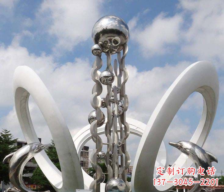 龙岩精致不锈钢海豚雕塑