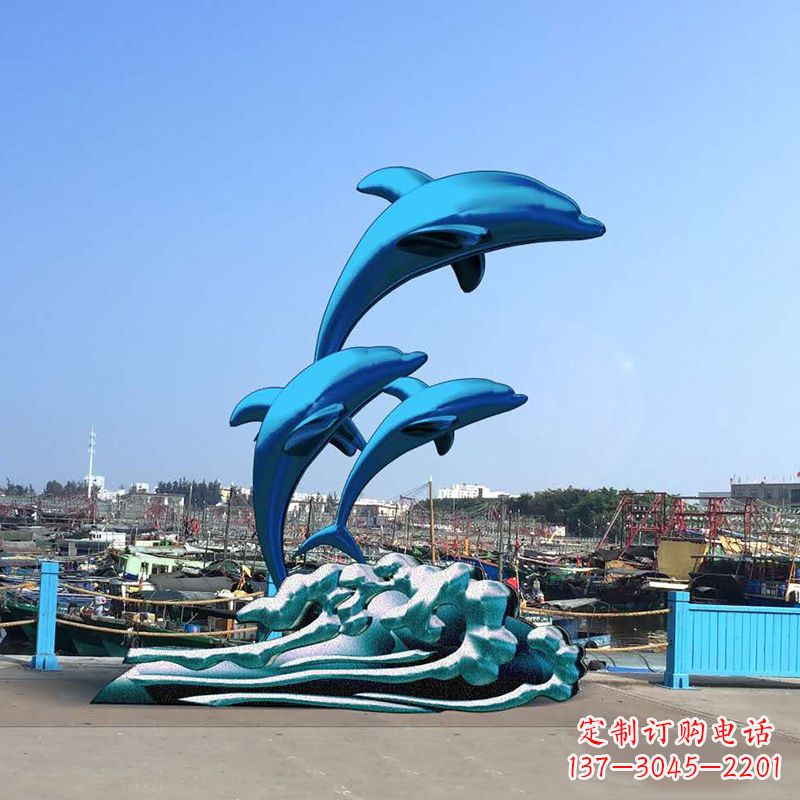 龙岩精美玻璃钢海豚雕塑