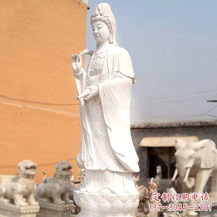 龙岩滴水观音汉白玉石雕佛像