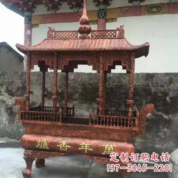 龙岩雕刻蝙蝠铜香炉