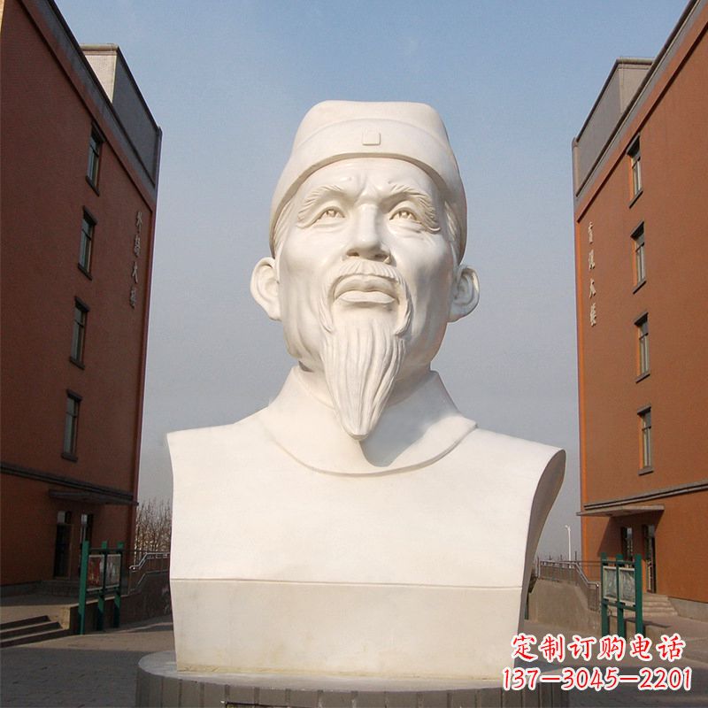 龙岩杜甫石雕像-学校校园历史名人唐代著名诗人头像