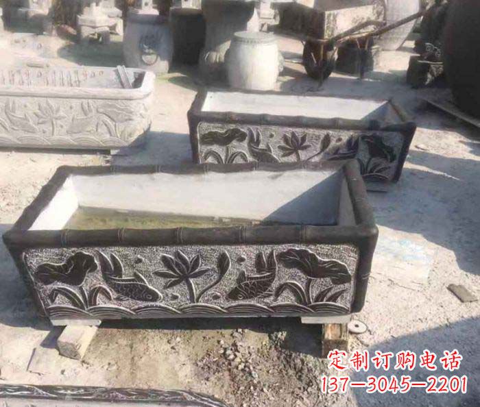 龙岩精美仿古石水缸雕塑