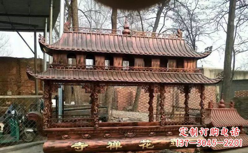 龙岩方形寺庙香炉铜雕