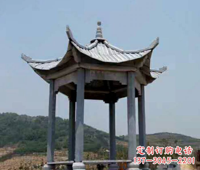龙岩仿古六角凉亭石雕 (5)