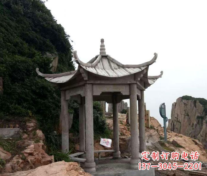 龙岩仿古六角凉亭石雕 (7)