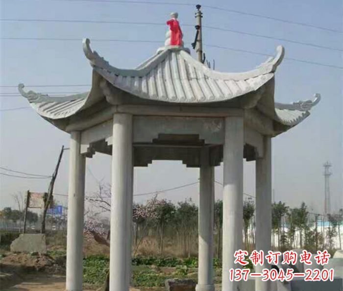 龙岩仿古六角凉亭石雕 (9)