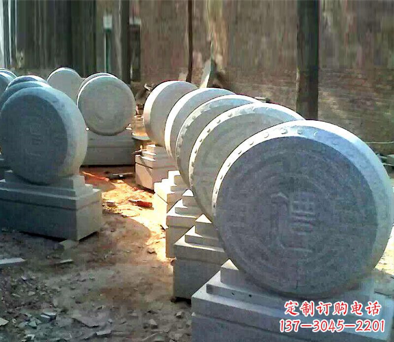 龙岩仿古石门墩招财抱鼓石石雕 (2)