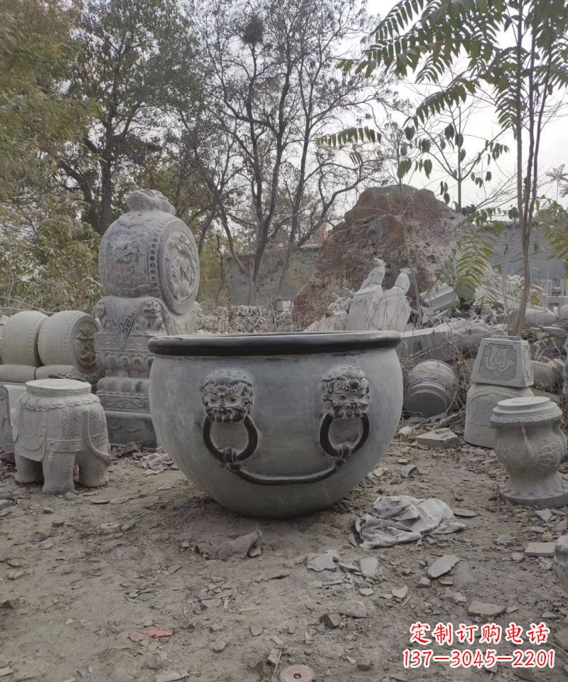 龙岩仿古石雕水缸雕塑