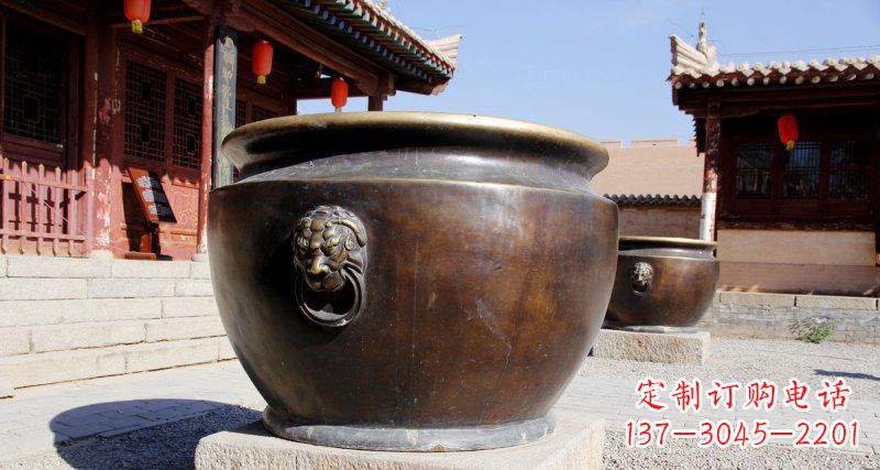 龙岩精美铜制仿古水缸雕塑