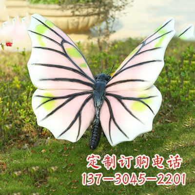 龙岩浅粉白色仿真蝴蝶雕塑