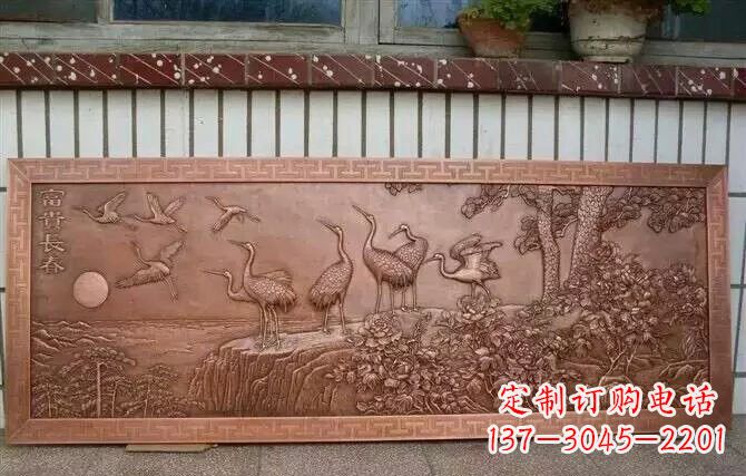 龙岩富贵仙鹤浮雕锻铜雕塑