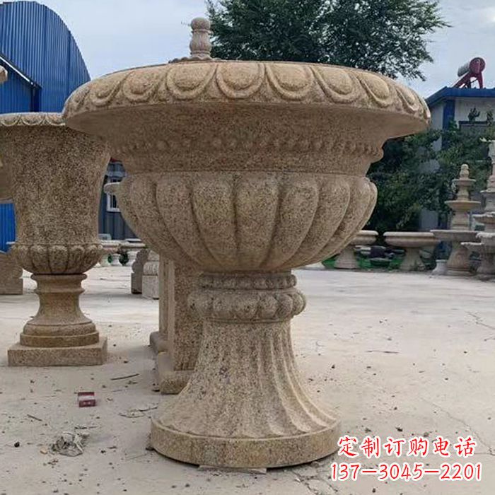 龙岩优雅高墩欧式石雕花盆