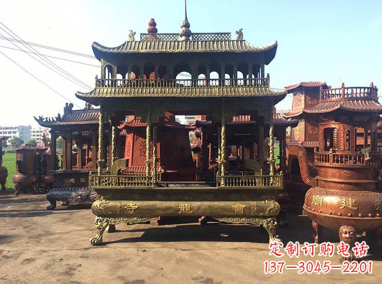 龙岩高浮雕螭龙纹铜香炉