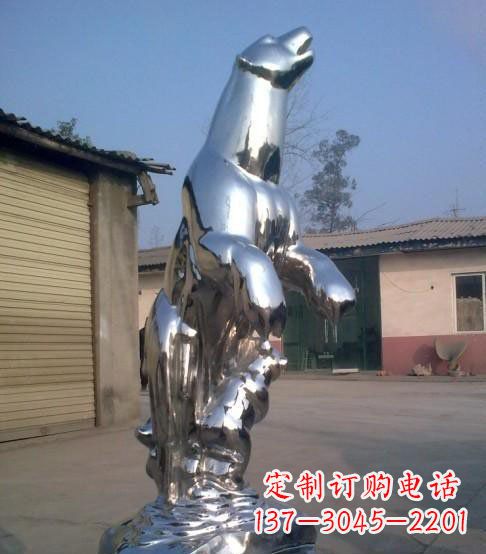 龙岩公园不锈钢抽象北极熊动物雕塑