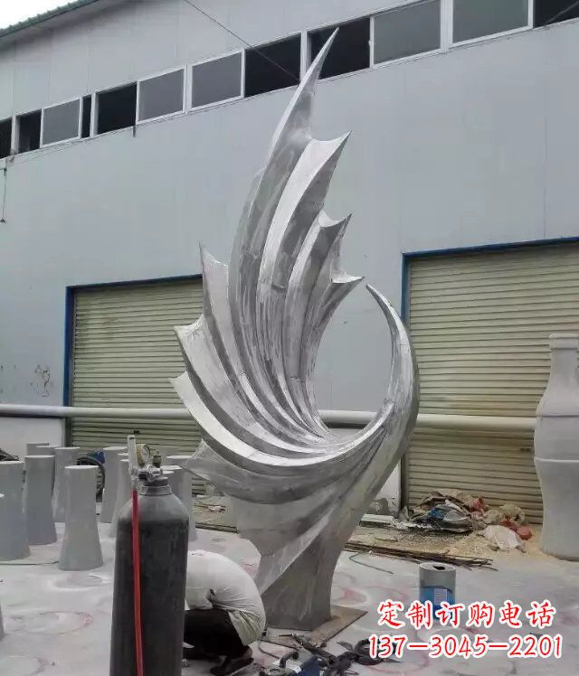 龙岩公园不锈钢抽象凤凰雕塑 (5)