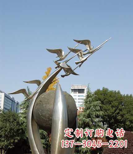 龙岩唯美 大雁不锈钢雕塑