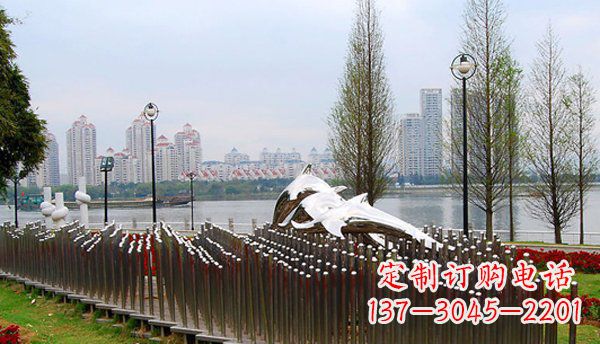 龙岩动物主题不锈钢海豚雕塑