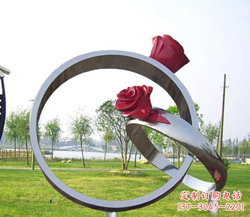 龙岩不锈钢景观婚戒雕塑