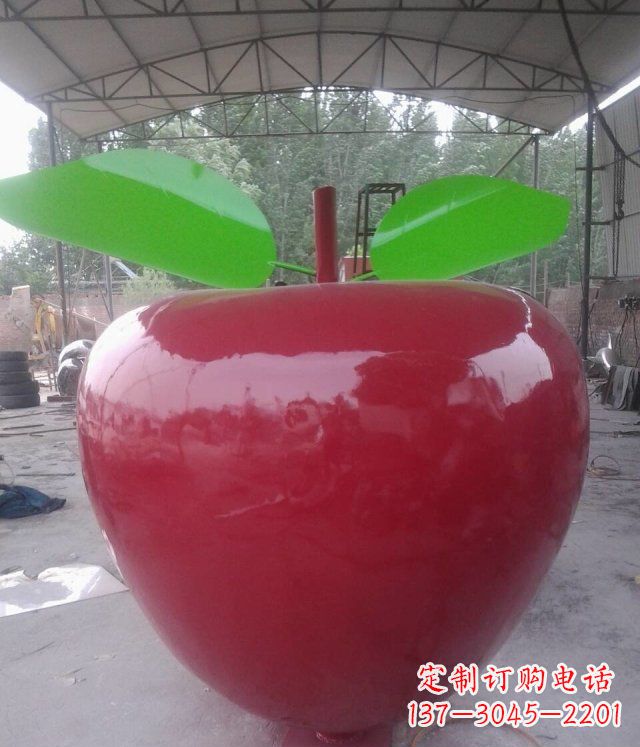 龙岩黑凤凰不锈钢苹果景观雕塑