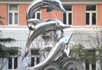 龙岩跳跃海豚海浪不锈钢雕塑